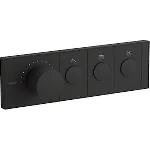 Anthem 3-Outlet Thermostatic Valve Control Panel with Recessed Push-Buttons in Matte Black