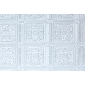 Turner Tile Paintable Textured Vinyl White & Off-White Wallpaper Sample