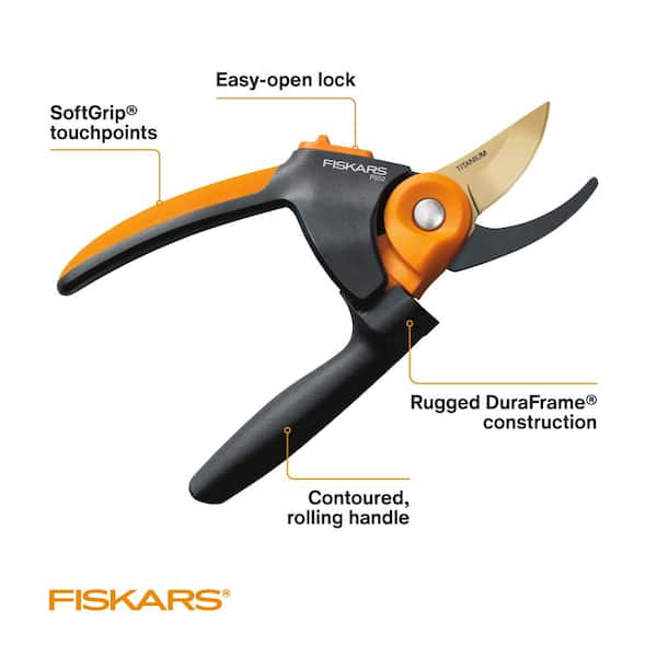 Fiskars PowerGear2 3/4 in. Cut Capacity Titanium Coated Blade with SoftGrip  Handle Bypass Hand Pruning Shears 392792-1003 - The Home Depot