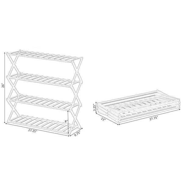 Honey-Can-Do 13.4 in. H 6-Pair White Wash Bamboo 2-Tier Shoe Rack SHO-09701  - The Home Depot