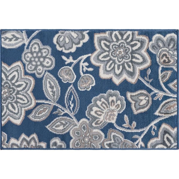 Tayse Rugs Madison Floral Navy 2 ft. x 3 ft. Indoor Area Rug MDN3407 ...