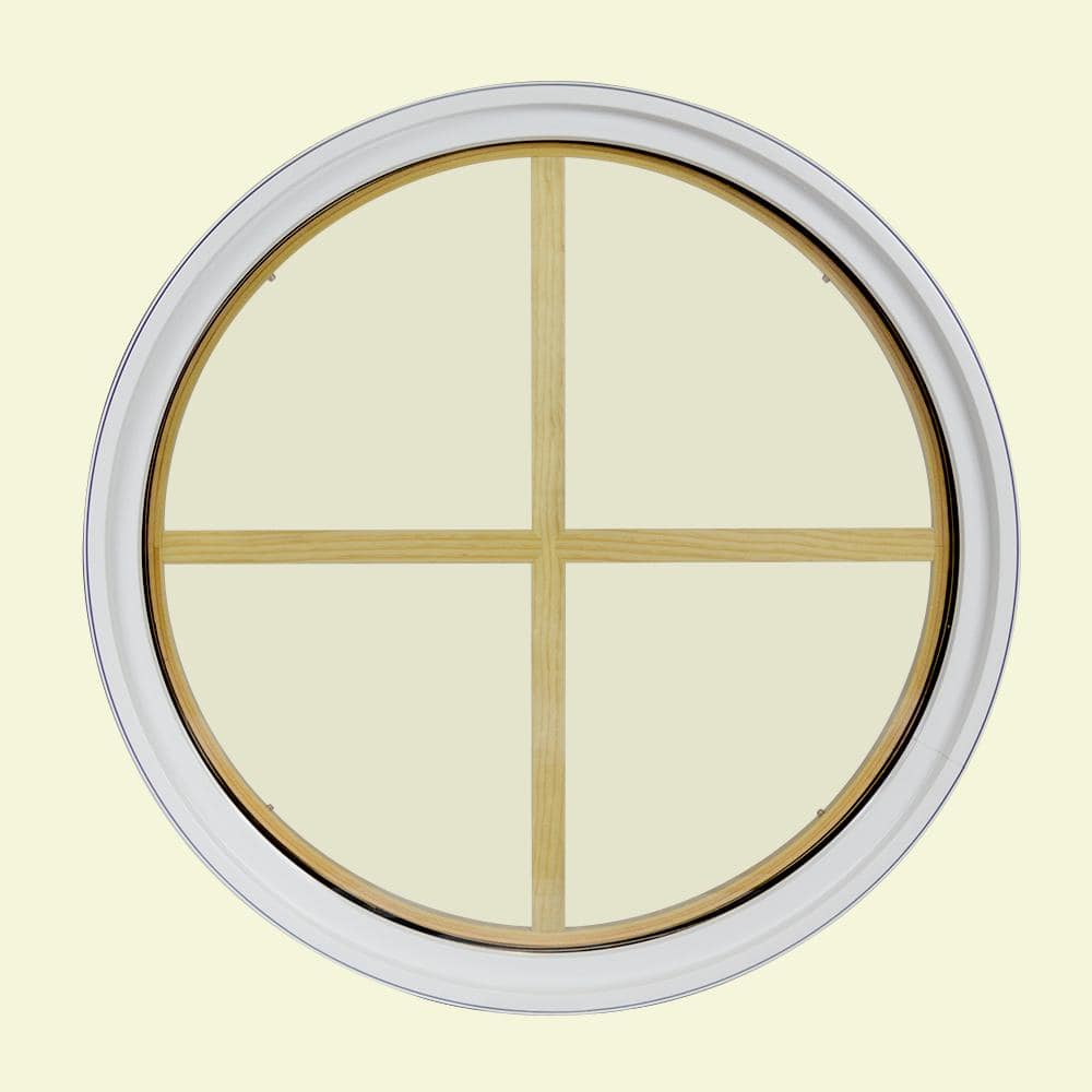36 in. x 36 in. Round White 6-9/16 in. Jamb 3-1/2 in. Interior Trim 4-Lite Grille Geometric Aluminum Clad Wood Window price history on PriceWatchPro
