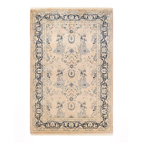 Mogul Traditional Beige 4 ft. 8 in. x 7 ft. 2 in. Abstract Area Rug
