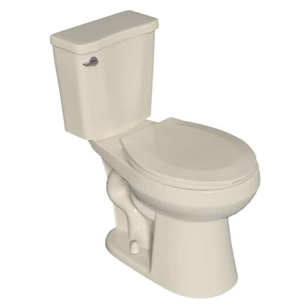 17 in. Toilet ADA Chair Height Two-Piece Toilet 1.28 GPF Single Flush Round Toilet in Bone with Soft-Close Seat Toilet