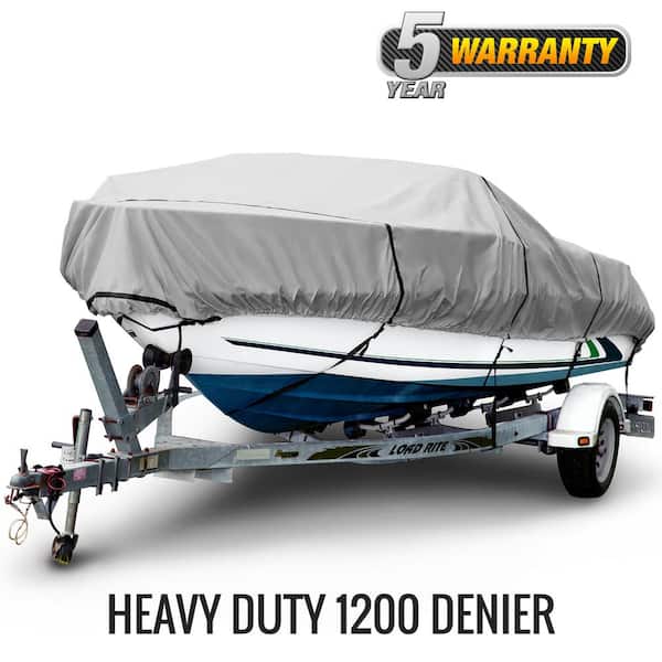 Budge Sportsman 1200 Denier 24 ft. to 26 ft. (Beam Width to 106 in.) Gray Center  Console V-Hull Boat Cover Size BTCCV-8 B-1231-X8 - The Home Depot