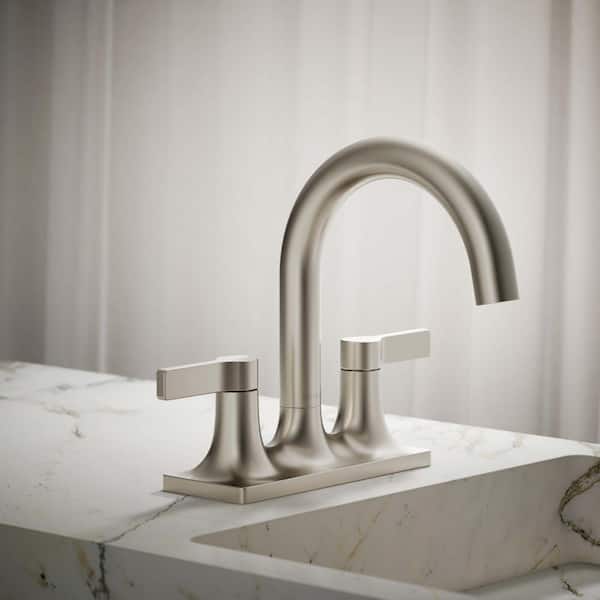 Venza 4 in. Centerset Double Handle Bathroom Faucet in Vibrant Brushed Nickel