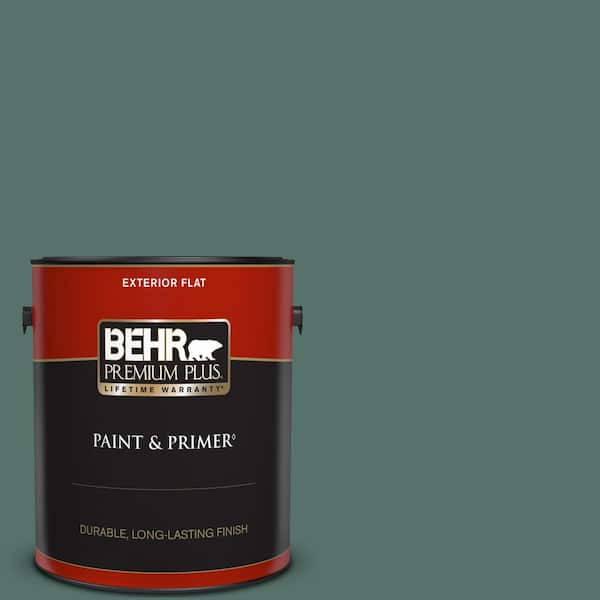 BEHR PREMIUM PLUS 1 gal. #480F-6 Shaded Spruce Flat Exterior Paint & Primer