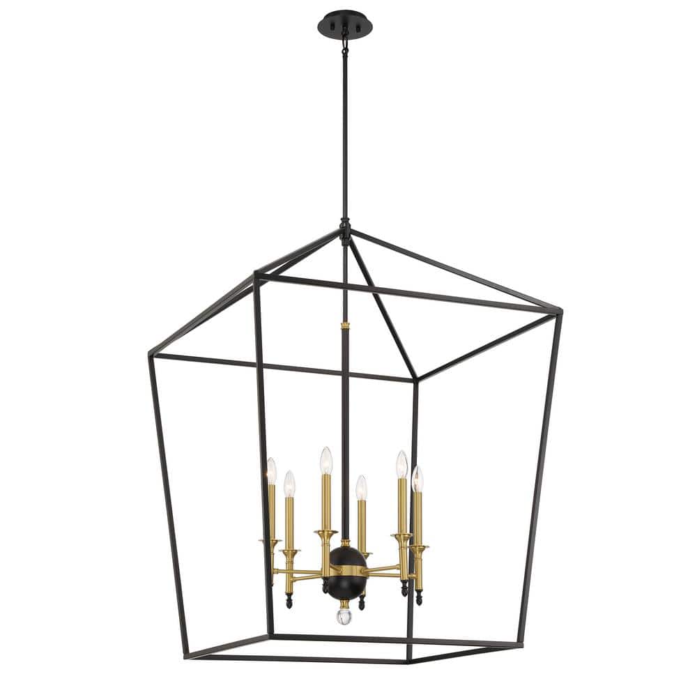 Townhall 6-Light Soft Brass and Black Cage Pendant Light price history on PriceWatchPro