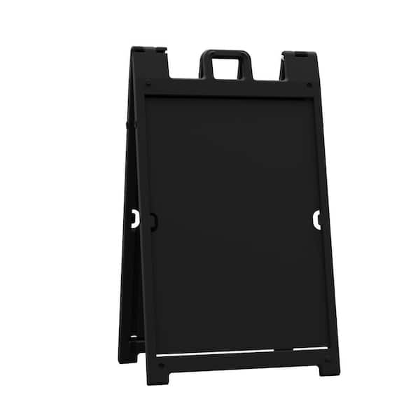 PLASTICADE Signicade 24 in. W x 36 in. H Black Plastic Portable Foldable Double-Sided Deluxe Sign Stand