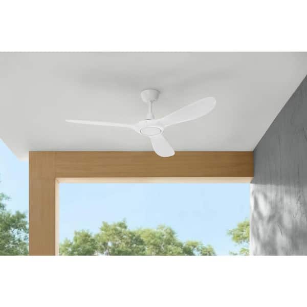 Tager 52 in. Smart Indoor/Outdoor Matte White Ceiling Fan without Light with Remote Powered by Hubspace
