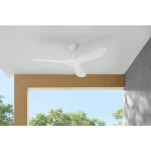 Tager 52 in. Indoor/Outdoor Matte White Smart Ceiling Fan with Remote Control Powered by Hubspace