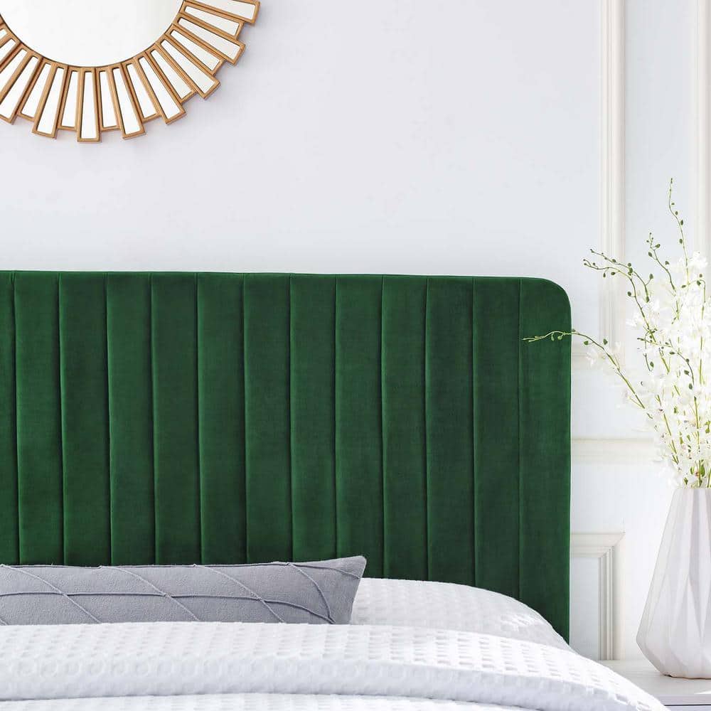 Emerald Velvet Twin Channel Tufted Upholstered Headboard