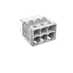 Push wire 2773-406 Connectors, 6-Port, Transparent Housing, Gray Cover (5-Pack)