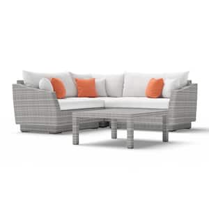 Cannes 4-Piece Wicker Outdoor Sectional Set with Sunbrella Cast Coral Cushions