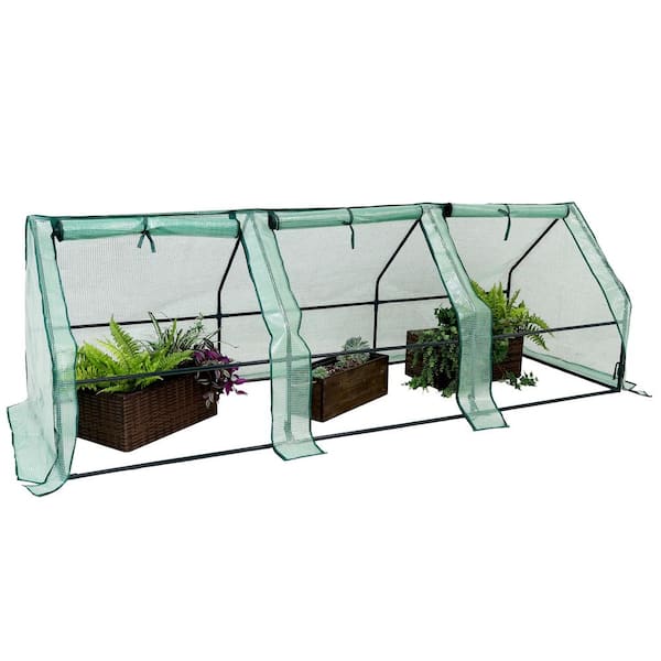 Sunnydaze Decor Sunnydaze 2 ft. x 8 ft. Green Seedling Cloche Mini Greenhouse with Zippered Doors