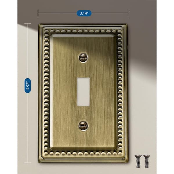 DEWENWILS 1-Gang Antique Brass Toggle Metal Wall Plates (4