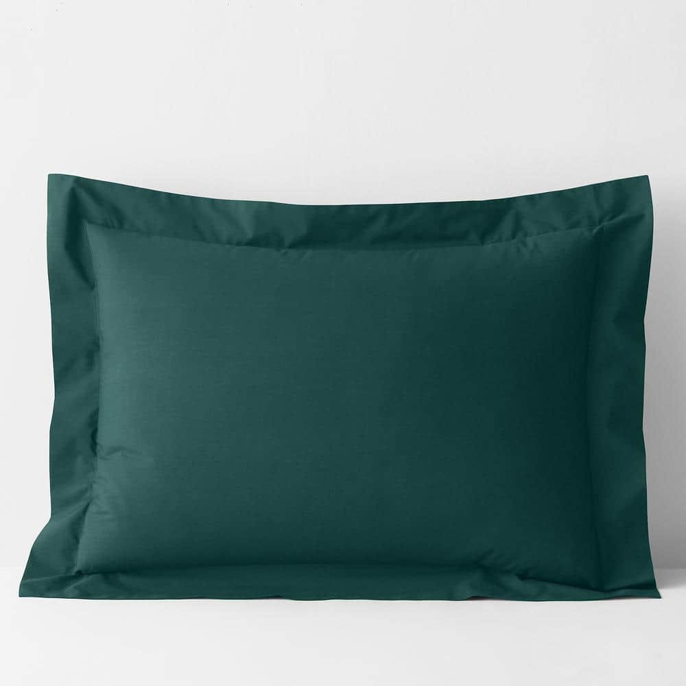 Company Cotton Hunter Green Cotton Percale King Sham -  The Company Store, 50652F-K-HNTRG