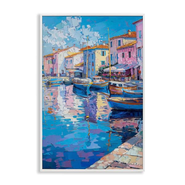 Stupell Industries Abstract Harbor Reflection by LSR Design Studio White Framed Abstract Giclee Art Print 18 in. x 12 in.