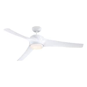 60 in. LED Indoor White Ceiling Fan with Wall Control and Reversible Motor