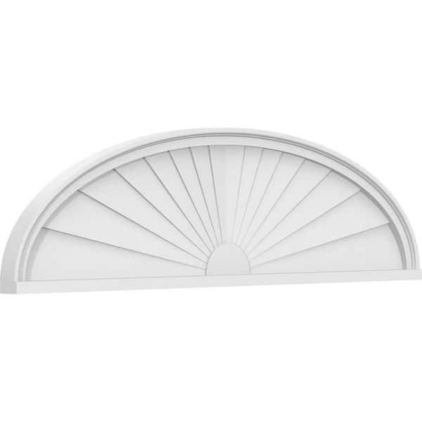 Ekena Millwork 52-in. W x 14-in. H x 2-in. P Elliptical Sunburst Signature Urethane Pediment, Primed Tan