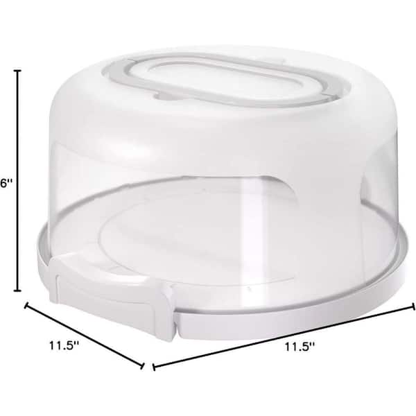 1-Tier 10 in. White Plastic Cake Stand with Handle, Cake Container Holds Pies