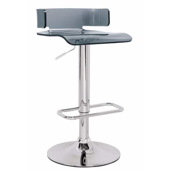 Benjara Impressive Gray and Silver Adjustable Stool with Swivel