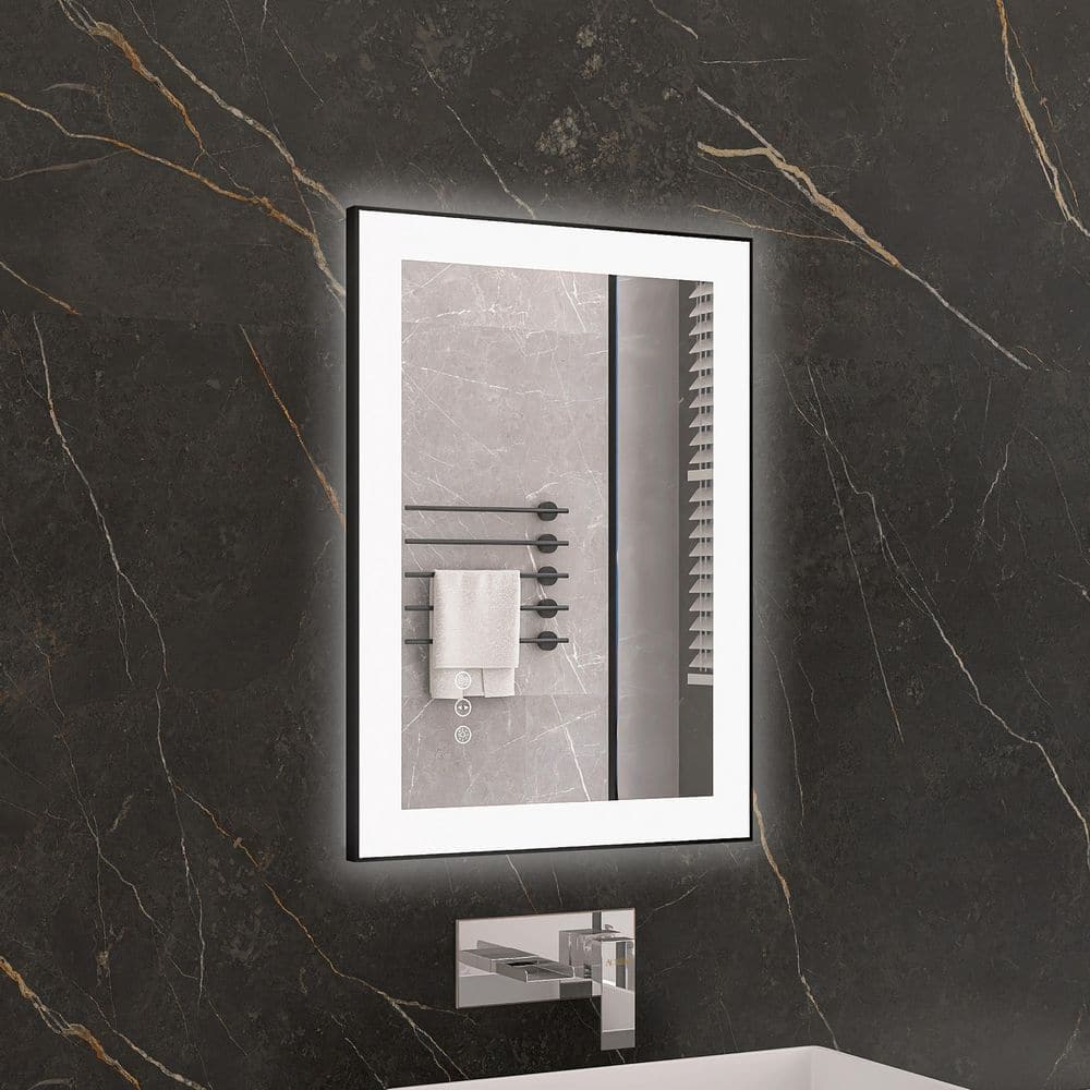 KariMo 20 in. W x 28 in. H Rectangular Black Framed Wall Bathroom Vanity Mirror with Backlit Front Light, Dimmable price history on PriceWatchPro