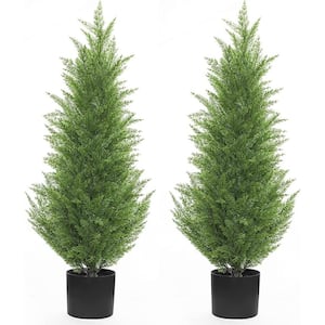 3 ft. Green Artificial Cedar Pine Tree Silk Tree (2-Pack)