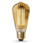 100-Watt Equivalent ST19 Dimmable Straight Filament Amber Glass Vintage Edison LED Light Bulb, Warm White