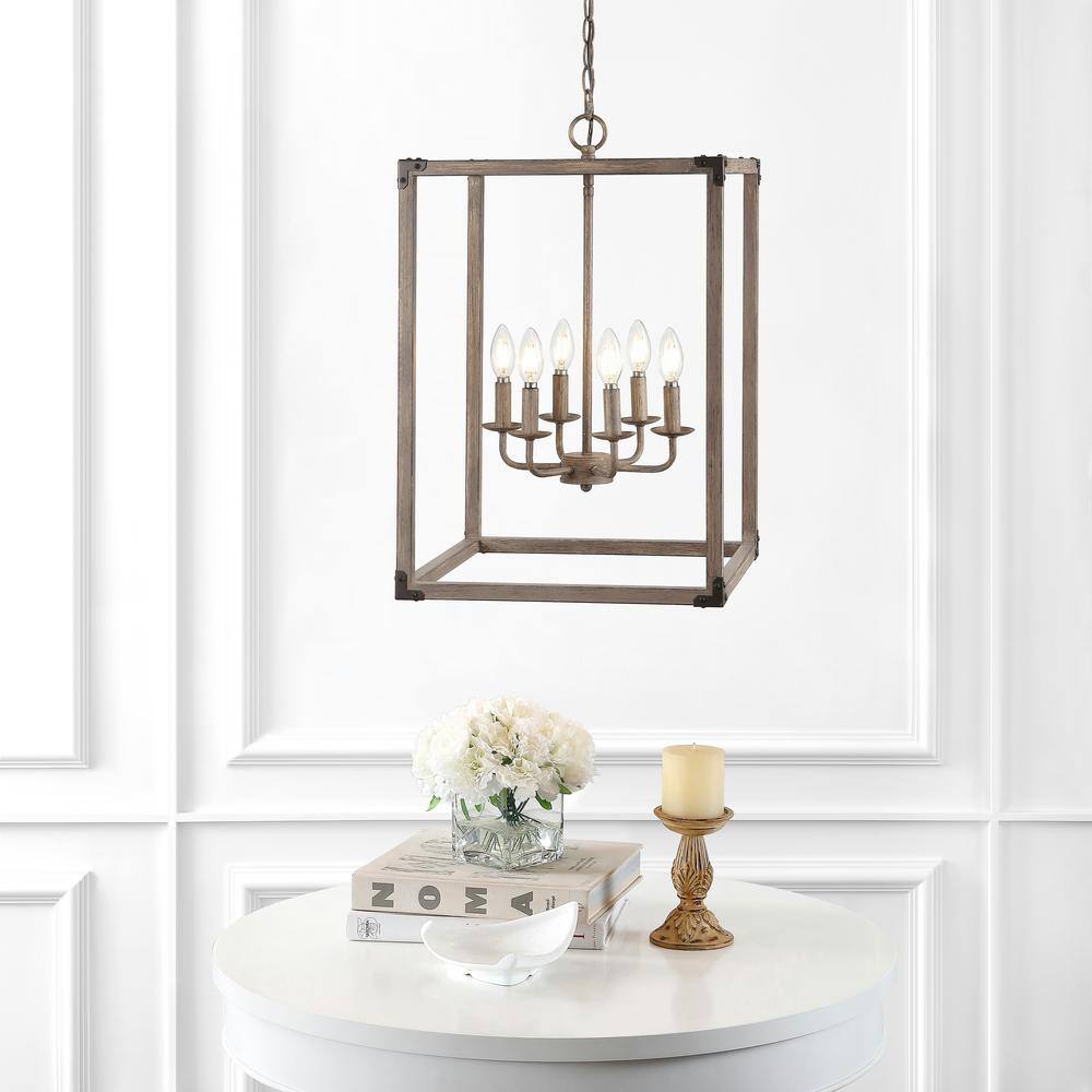 Rustic Farmhouse 16.2" Brown Iron LED Pendant with Edison-Style Bulbs