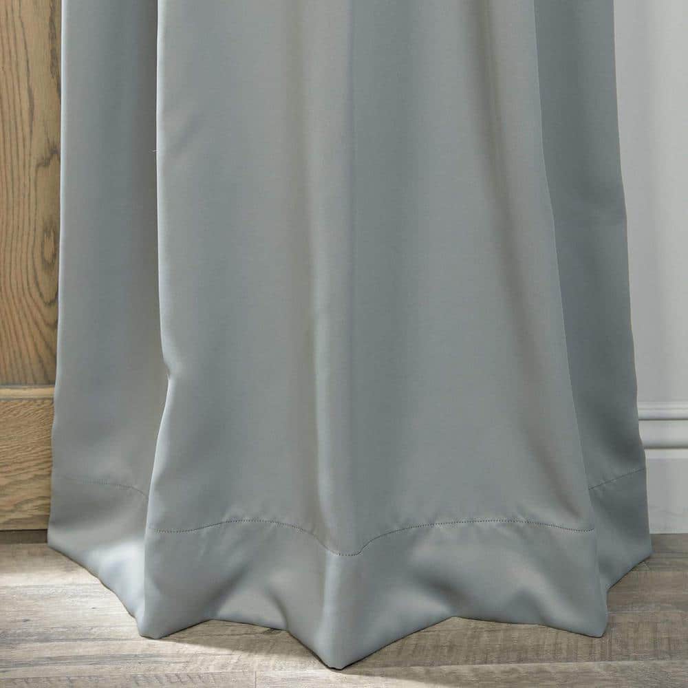 Neutral Grey Velvet Blackout Grommet Curtain Panel
