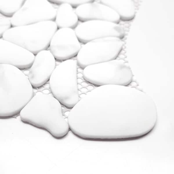 Pebble White calacatta 6 x 6in. Recycled glass marble looks floor and wall tile, Mosaic tile (0.25 sq.ft.)