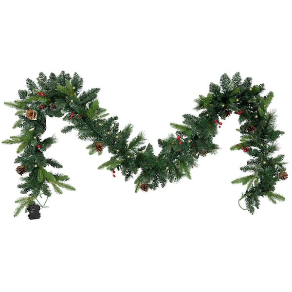Holiday Glimmer 9 ft. Pre-Lit PVC Garland-Traditional