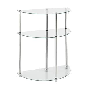 Designs2Go Classic 23 in. Glass/Stainless Standard Half-Circle Glass Entryway Table with 3 Tiers