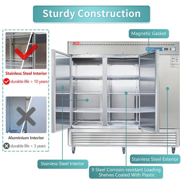 JEREMY CASS 82 in. W. 72 cu. ft. Commercial Refrigerator 3-Solid