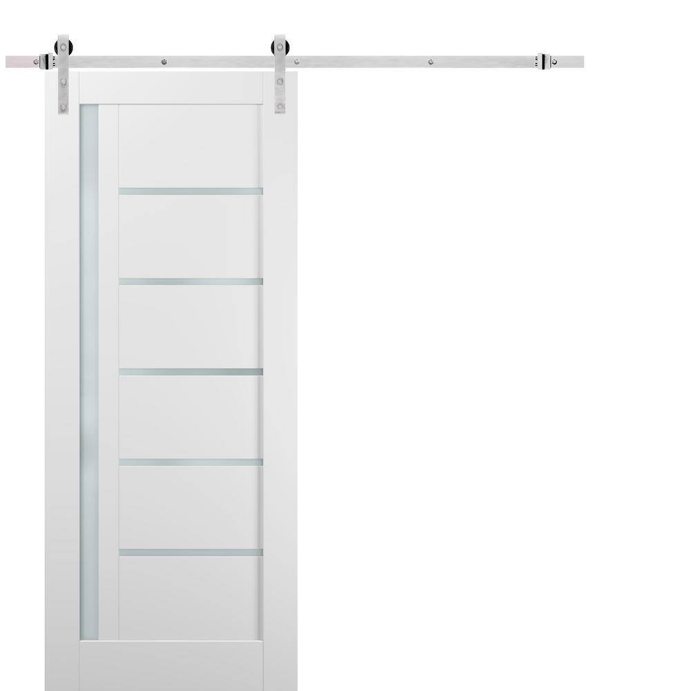 Assembly Required 24 in. x 84 in. Lite Frosted Glass White Finished Pine MDF Sliding Barn Door with Hardware Kit price history on PriceWatchPro