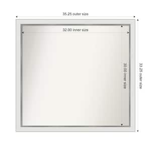 Medium Rectangle Satin White Silver Casual Mirror (33 in. H x 35 in. W)