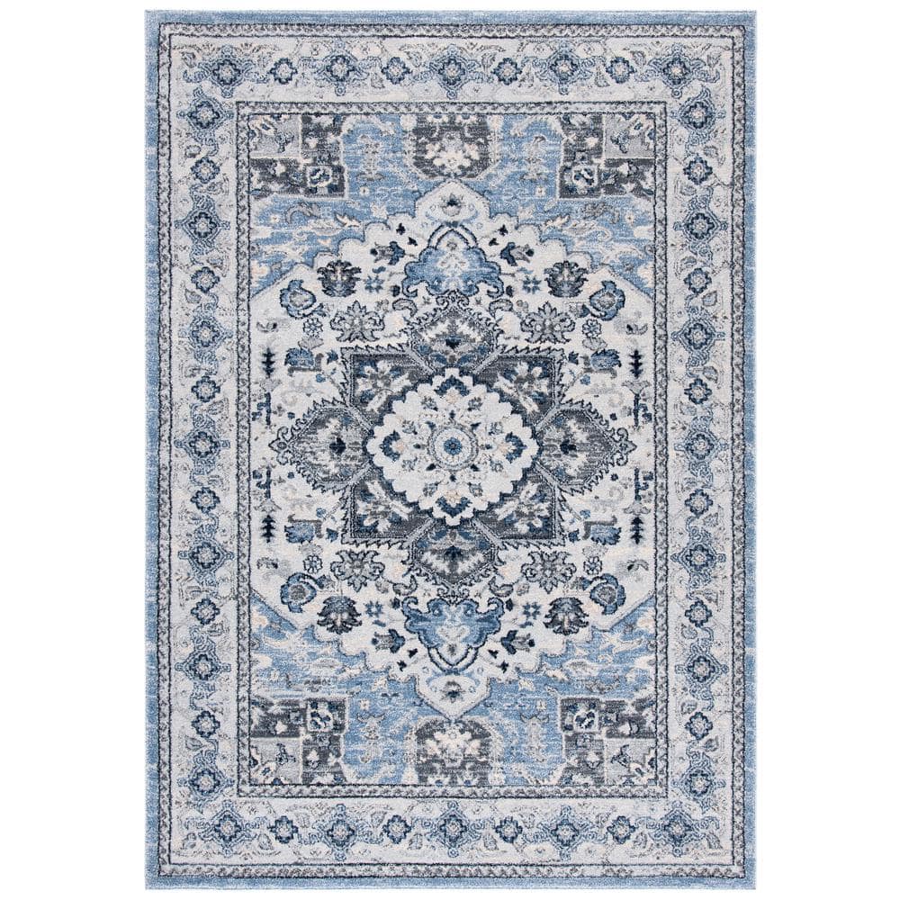 Charleston Blue and Grey 8' x 10' Synthetic Area Rug