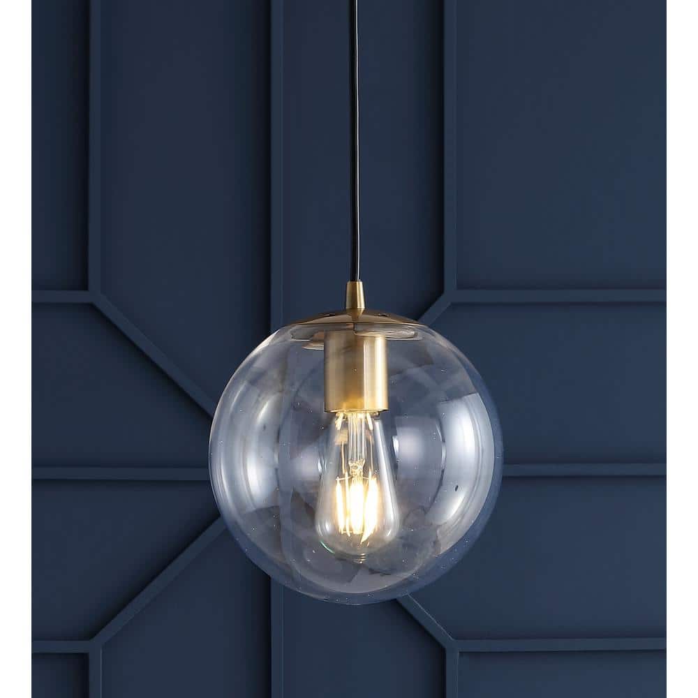 Clear Glass and Brass Globe LED Pendant Light