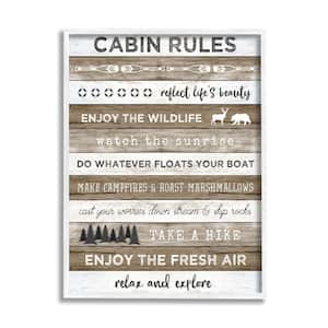 "Cabin Rule Motivational Rustic Pattern" by Natalie Carpentieri Framed Print Typography Texturized Art 16 in. x 20 in.