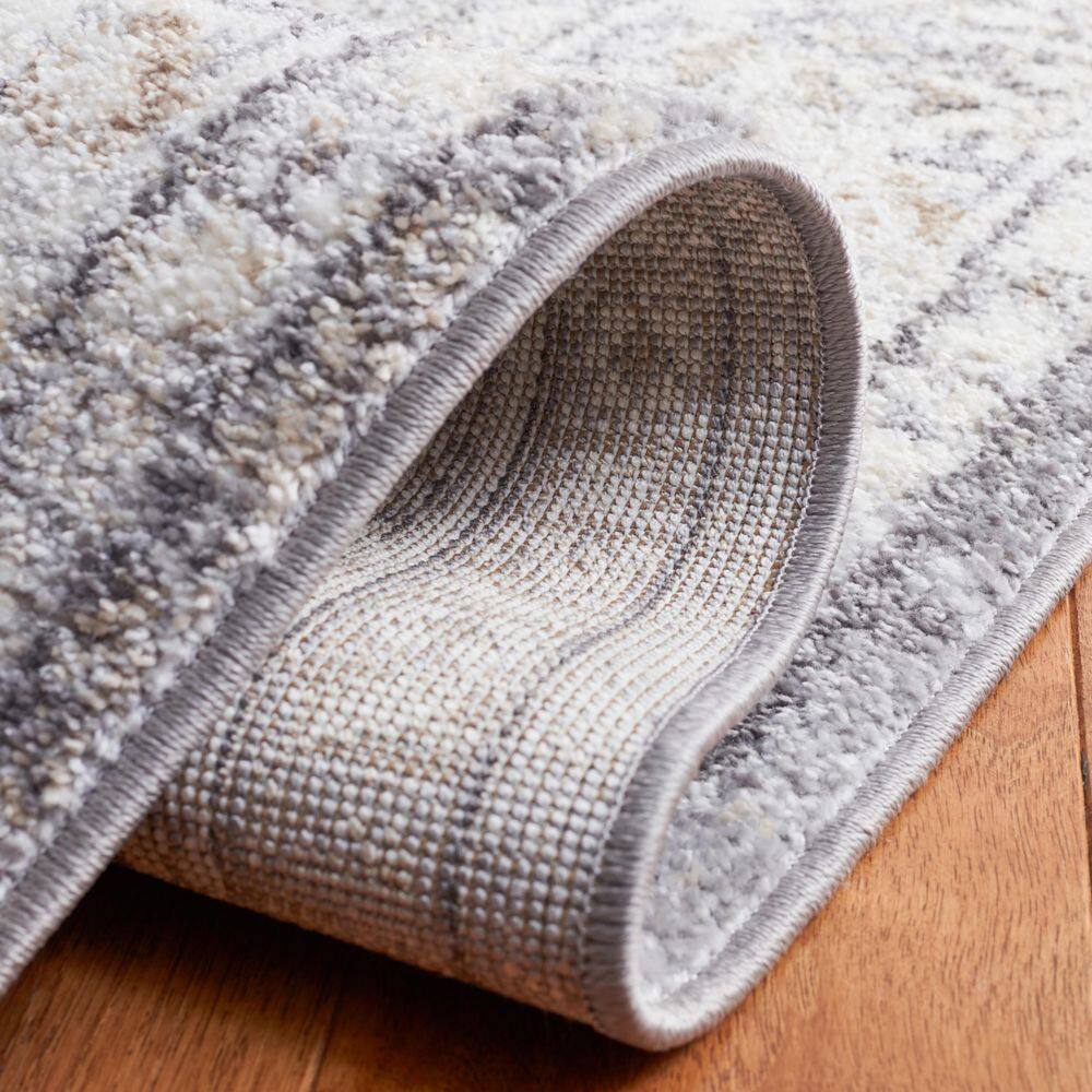 Opal Grey and Ivory Synthetic 4' x 6' Area Rug