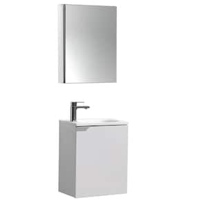 Valencia 20 in. W Wall Hung Vanity in White with Acrylic Vanity Top in White with White Basin and Medicine Cabinet