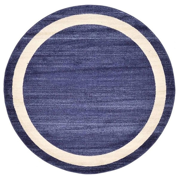 Unbranded Blue Polypropylene 6 ft. x 6 ft. Solid Color Indoor Round Area Rug