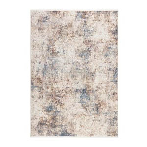 Everyday Rein Abstract Cloud Brown Beige 6 ft. x 9 ft. Machine Washable Rug