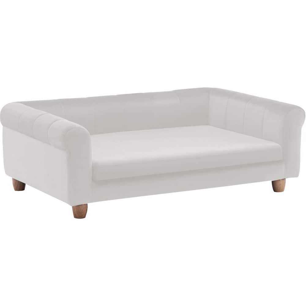 UPC 840148720459 product image for 42 in. Elegant Faux-Velvet Rectangle Pet Bed for Medium and Large Dogs in Cream | upcitemdb.com