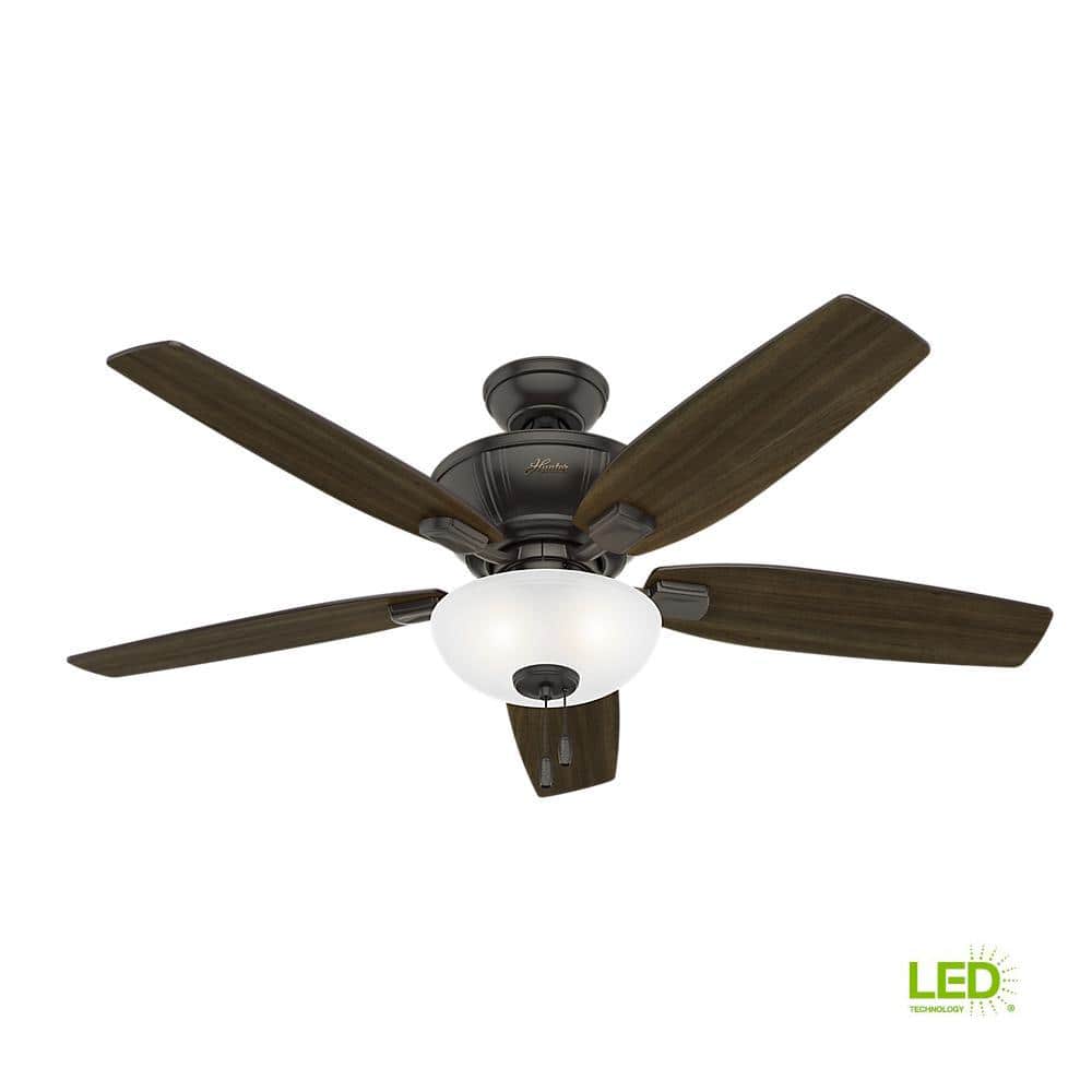 52" Noble Bronze Ceiling Fan with LED Light and Reversible Blades