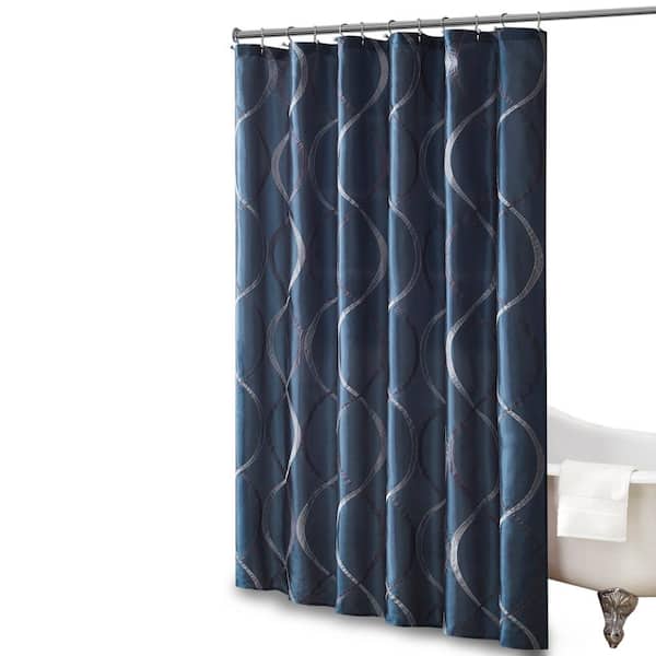 Madison Park Marcel Navy 72 in. Shower Curtain