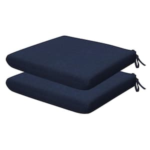 Outdoor Universal Dining Seat Cushion Textured Solid Indigo Blue (Set of 2)