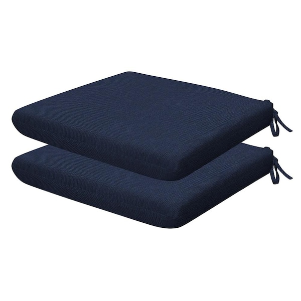 Honeycomb Outdoor Universal Dining Seat Cushion Textured Solid Indigo Blue (Set of 2)