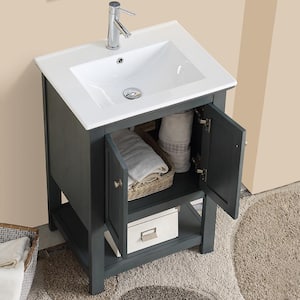 Bradford Regal 24 in. W Traditional Bathroom Vanity in Gray with Ceramic Vanity Top in White with White Basin